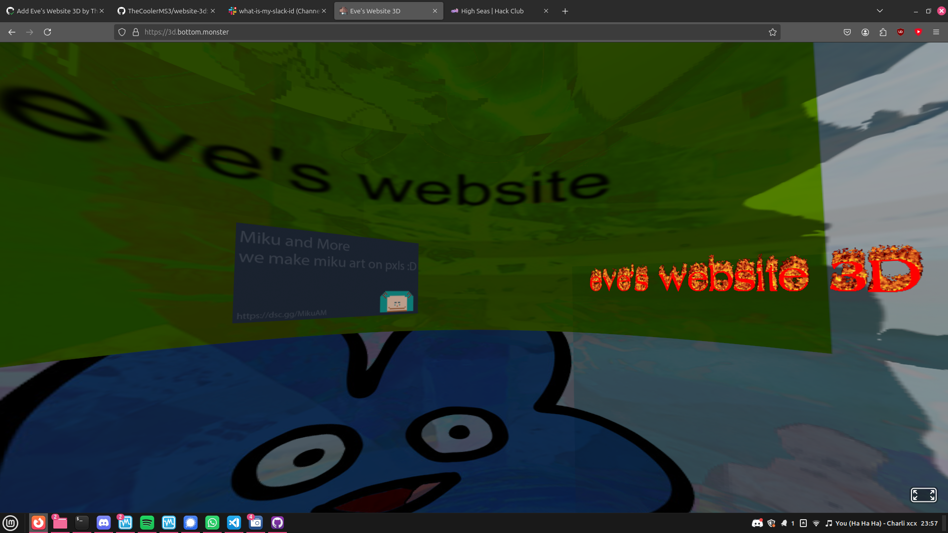 A screenshot of Eve's Website 3D